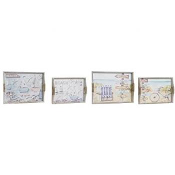 Juego de Bandejas Multicolor DKD Home Decor de Madera MDF 40 x 30 x 6 cm (2 Unidades)