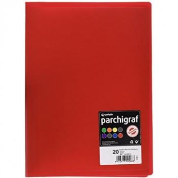 Grafoplás 1450151 - Carpeta de 20 Fundas, Tamaño Folio, Tapas Polipropileno, Color Rojo, Serie Parchigraf