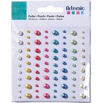 Artemio 80 Piezas con Diamantes de imitación Perlas de Vinilo, Multi-Color