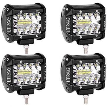 Faro de trabajo LTPAG 4 x 120 W LED de trabajo 4 pulgadas 12000 lm 6000 K IP68 resistente al agua, faro de trabajo con 40 LED adicionales para Bar Car LED Spotlight 3 filas