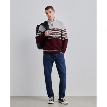 Easy Wear Jersey de hombre media cremallera jacquard
