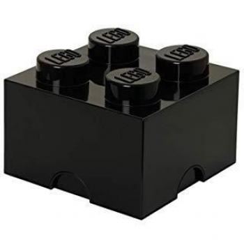 LEGO 4 Floor Pads, Stackable Storage Box, 5.7 L, Black