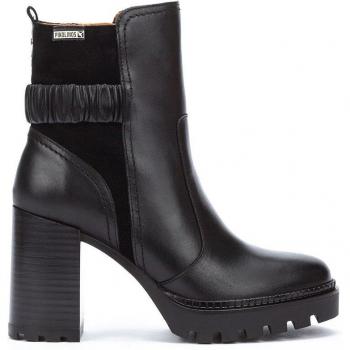 Botines de mujer Pikolinos Cervera W1H-8579C1 en piel auténtica con cremallera y tacón cuadrado - Color Brandy