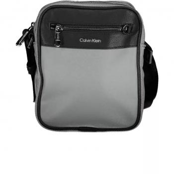 Eco Chic Gray Messenger Bag with Zip Closure and Contrasting Details