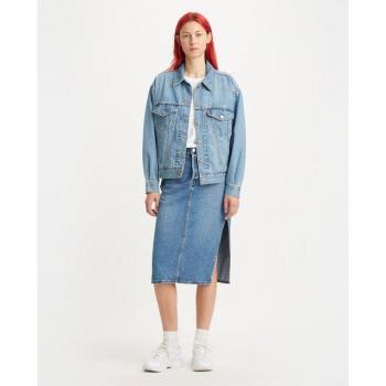 Levi's Women's Midi Denim Skirt with Side Slit - Blue W29