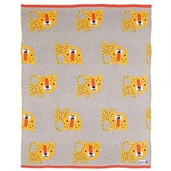 Bizzi Growin Manta Leopard 75 x 100 cm, algodón, gris/amarillo