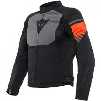 Chaqueta Dainese Air Fast Tex para Moto Verano - Diseño Deportivo - Protecciones Pro-Armor - Negro Gris Rojo (56)