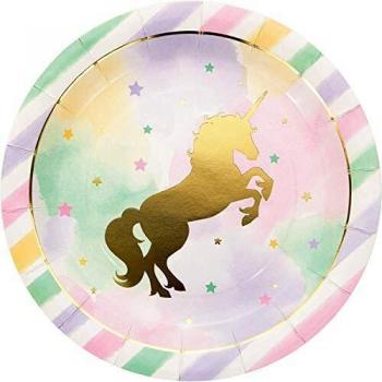 Creative Convertting - Plato 23 cm metalizado Unicorn Sparkle, multicolor, 8C329409