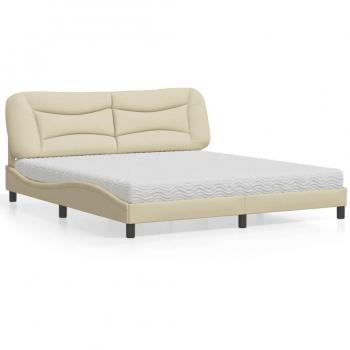 Cama con colchón crema 180x200 cm en tela