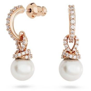Pendientes Swarovski Originally bañado en oro rosa con toques de pavé y perla de cristal, cristales blancos Swarovski