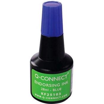 Q-Connect KF25103 - Tinta Tampón Azul -Frasco de 28 ml