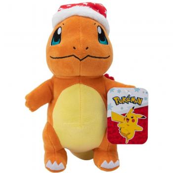 Peluche Oficial de Invierno Pokémon Glumanda con Gorro de Navidad - 20 cm