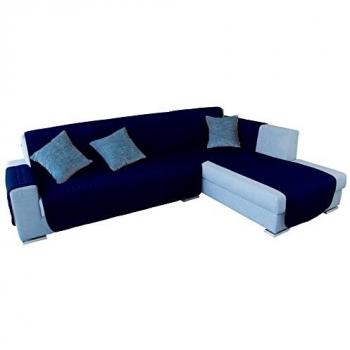 Funda de sofá chaise-longue 2 Plazas ELEGANT REVERSIBLE - ADAPTABLE A AMBOS LADOS Azul WELLHOME