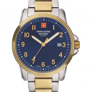 Reloj Swiss Alpine Military® SAM7011.1145 - Reloj para hombre, movimiento de cuarzo, caja de acero inoxidable, resistencia al agua hasta 100 metros, cristal mineral resistente a arañazos, correa de acero