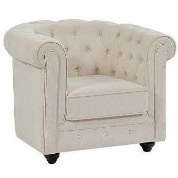 Sillón Chesterfield de tela beige