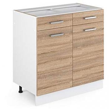 Mueble bajo universal R-Line Sonoma 80 cm con cajones y puertas sin encimera