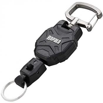 Correa Retráctil RCD Rapala Negro con Mosquetones de Seguridad Aluminio Anodizado, Apertura y Cierre Rápidos, Material de Pesca Resistente, Paquete de 2, Unisex-Adult