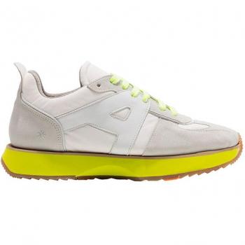 Zapatillas de Piel 1780 Turin blanco - Zapatos de cordones unisex de piel con plantilla extraíble, color blanco-pistacho