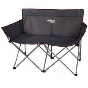 Aktive - Sofá plegable para camping de alta resistencia para 2 personas, fabricado en acero y polietileno, con topes para terrenos blandos, incluye funda - ideal para actividades al aire libre