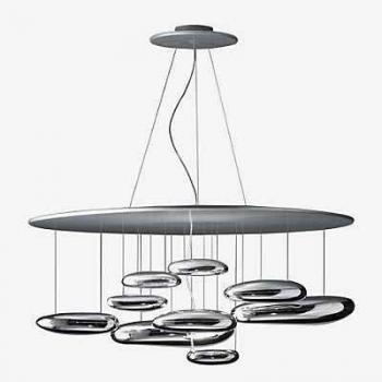 Lámpara colgante LED Artemide Mercury 2.700 K, acero inoxidable y cromo brillante