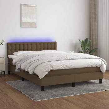 Colchón cama suave y tela LED marrón oscuro 140x200 cm Vidaxl