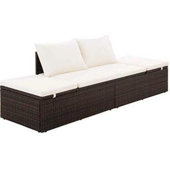 Brown Poly Rattan Garden Bed 195x60 cm