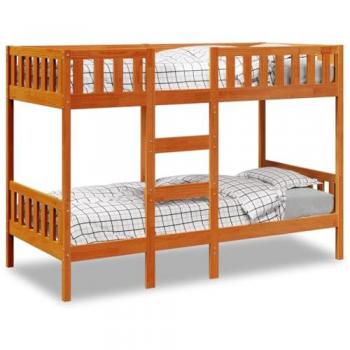 Litera de Madera Maciza de Pino Marrón Cera 80x200 cm