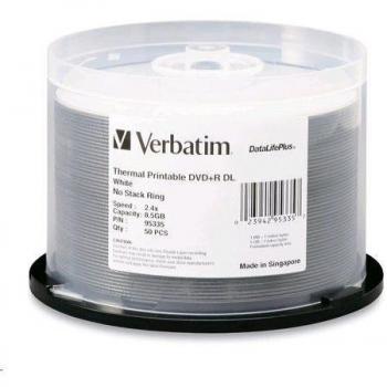 Verbatim 8.5GB DVD+R DL DataLifePlus Discs, 8x, Thermal Printable, Spindle Pack of 50