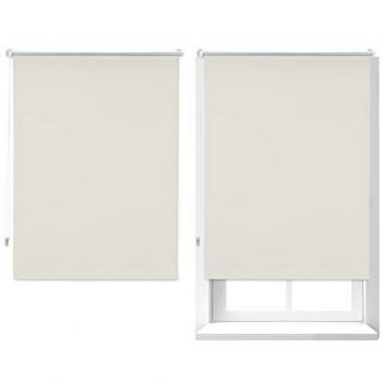 Set 2 Estores Enrollables Opacos Térmicos Sin Taladrar 80x165 cm Beige