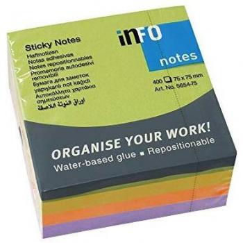 Global Notes Info Cubo De 400 Notas Adhesivas 75 X 75mm