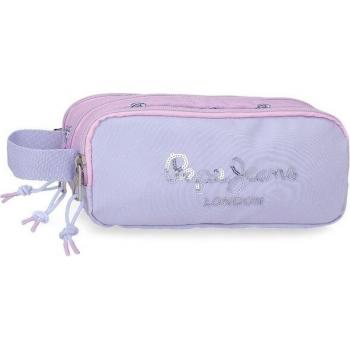 Estuche Pepe Jeans Becca lila con tres compartimentos y diseño moderno
