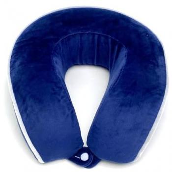 Almohada de Viaje Viscoelástica para Cuello y Cervical, Espuma de Memoria, Ideal para Oficina, Avión, Tren y Coche (Azul Marino)