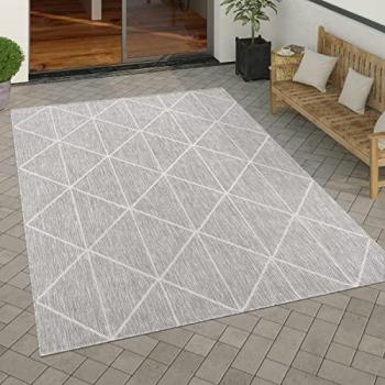 Alfombra Geométrica Moderna Paco Home 160x220 cm, Gris, Interior y Exterior, Diseño Nórdico para Salón, Habitación, Cocina y Terraza