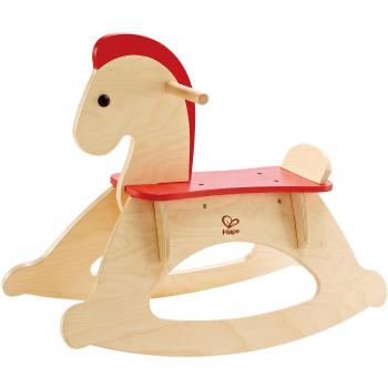 Hape Caballito balancín Crece Conmigo, Caballo Balancín de Madera para Niños y Niñas, Poni para Montarse y Balancearse con Respaldo y Barandilla Ajustables