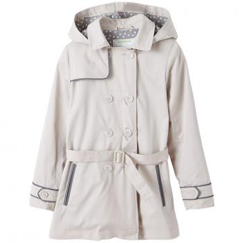 VERTBAUDET Trench con tratamiento perlante y capucha desmontable niña Beige Claro 3A