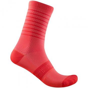 Calcetines Castelli Superleggera 12 Rojo Rosa Anaranjado Mujer - S-M