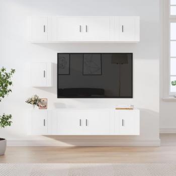 Set de Muebles para TV 7 Piezas en Blanco de Madera Contrachapada