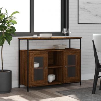 Aparador de madera de ingeniería 100x35x80 cm en color roble marrón, mueble de almacenaje para salón, buffet, armario auxiliar y armario de almacenamiento