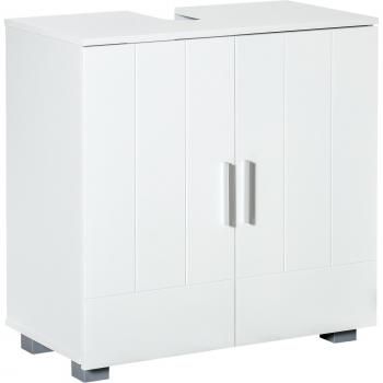 Mueble para Debajo del Lavabo Armario de Suelo de Madera con 2 Puertas y Estante Ajustable Interior Moderno 60x30x60 cm Blanco