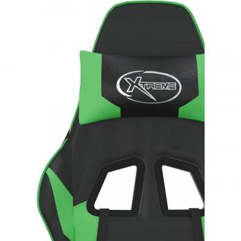 VidaXL Silla gaming de masaje y reposapiés cuero sintético negro verde