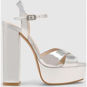 Sandalias con plataformas de mujer efecto espejo de color plata LODI