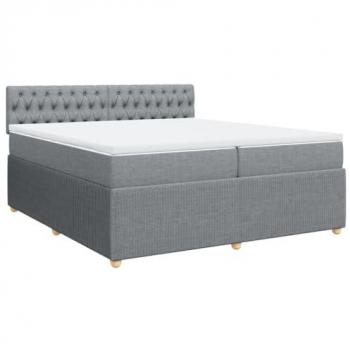 Cama box spring con colchón de muelles gris claro 200x200 cm tela