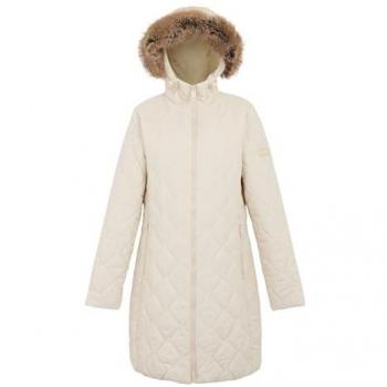 Regatta Women's Fritha III Insulated Water-Repellent Longline Parka Jacket - Light Vanilla, Size 20