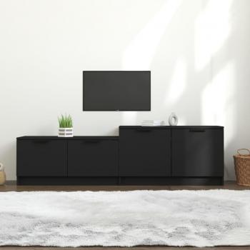 Mueble para TV de madera contrachapada negro 158,5x36x45 cm