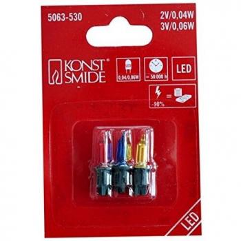 Bombillas LED de repuesto Konstsmide 3 unidades (1 roja, 1 amarilla, 1 azul) 0.04W 2V/3V