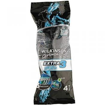 Wilkinson Extra 3 Essential Pack de 4 + 2 Maquinillas Desechables con Banda Lubricante de Aloe Vera para Cuidado y Suavidad Facial