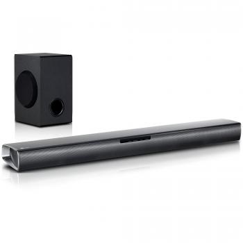 LG SJ2 - Barra de Sonido Compacta con Subwoofer Inalámbrico, 160W RMS, Bluetooth 4.0, USB, Optical-In y Portable-In