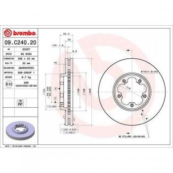 Disco de freno BREMBO 09.C240.20, ventilado, frente, 1 pieza