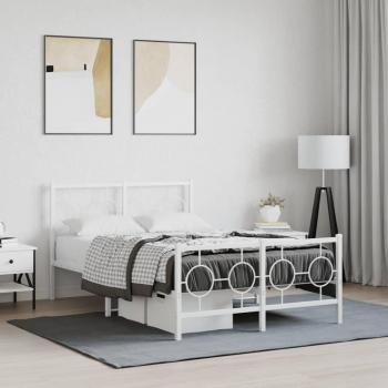Cama de metal blanca con cabecero y estribo para pediatría 120x190 cm