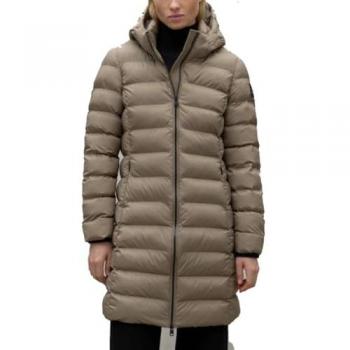 Ecoalf - Abrigo acolchado de mujer con cierre de cremallera, capucha y bolsillos laterales, color marrón, modelo Cronulla